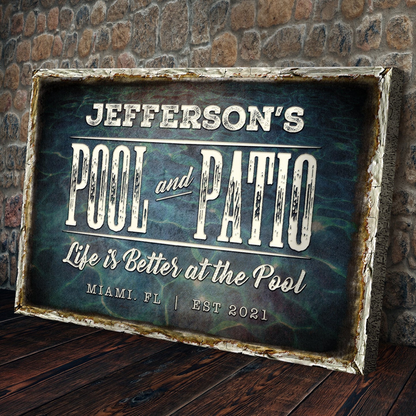 Pool And Patio Personalized Canvas Sign