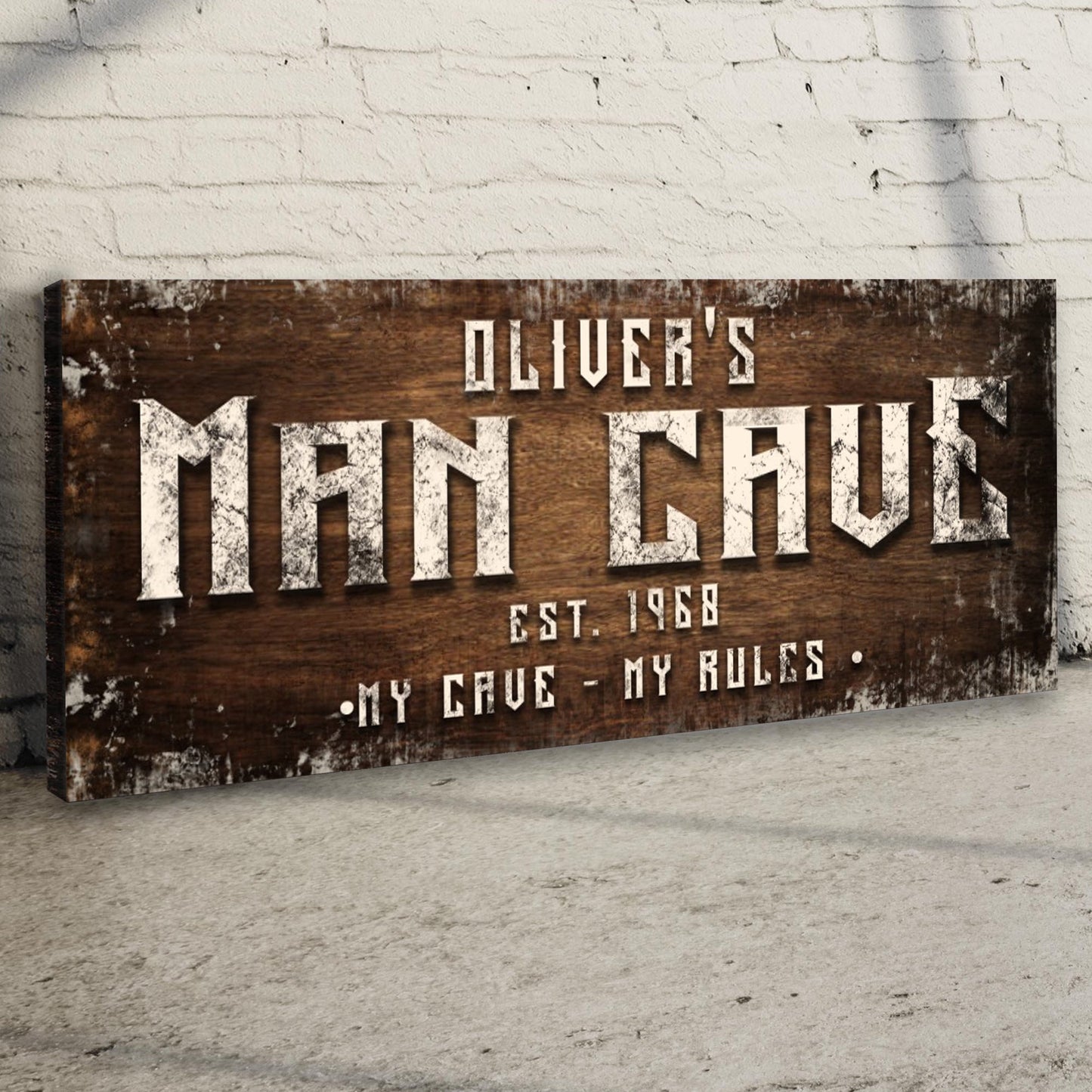 Man Cave My Cave My Rules Canvas Sign II