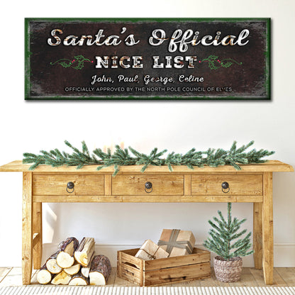 Santa's Official Nice List Christmas Canvas Sign