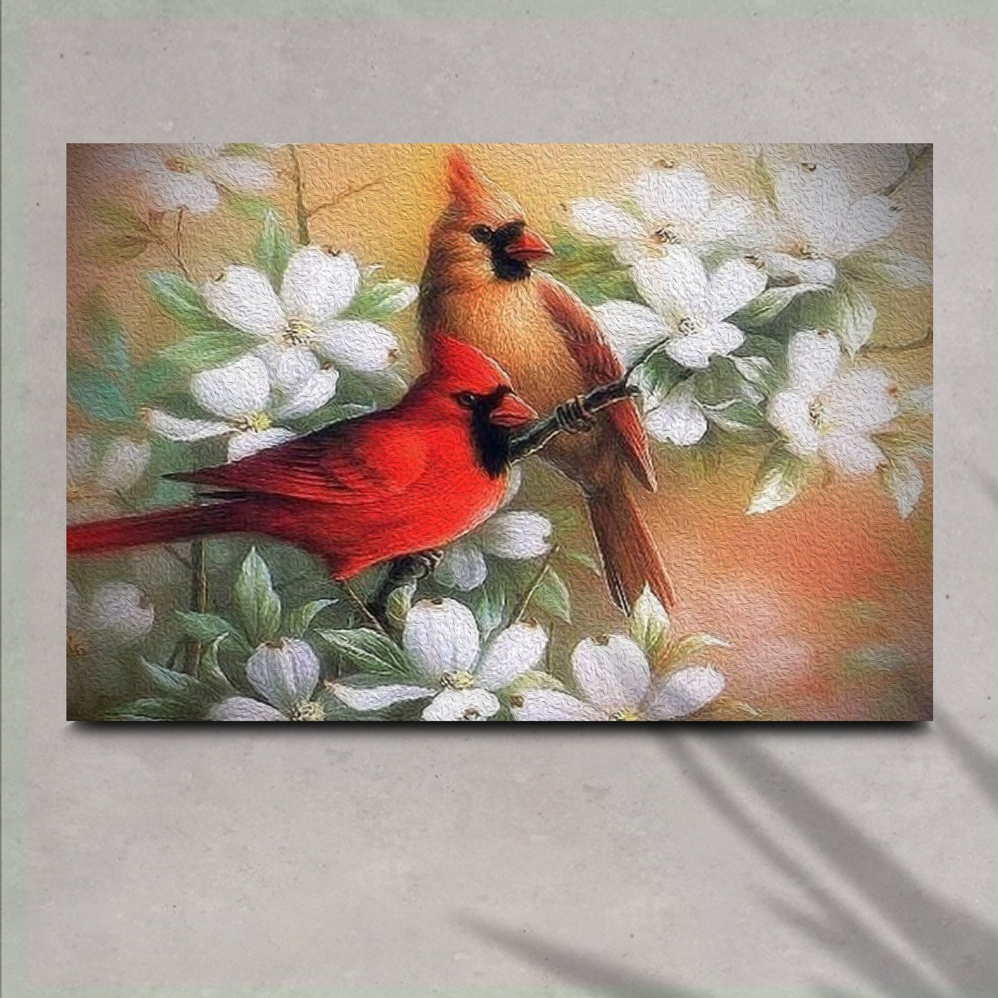 Cardinals on Dogwood Canvas Wall Art