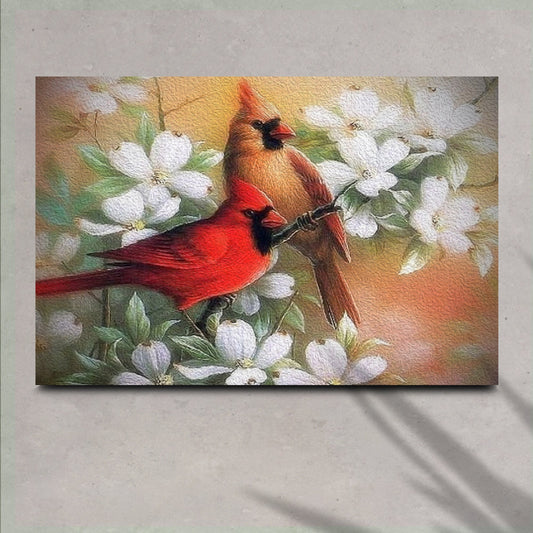 Cardinals on Dogwood Canvas Wall Art