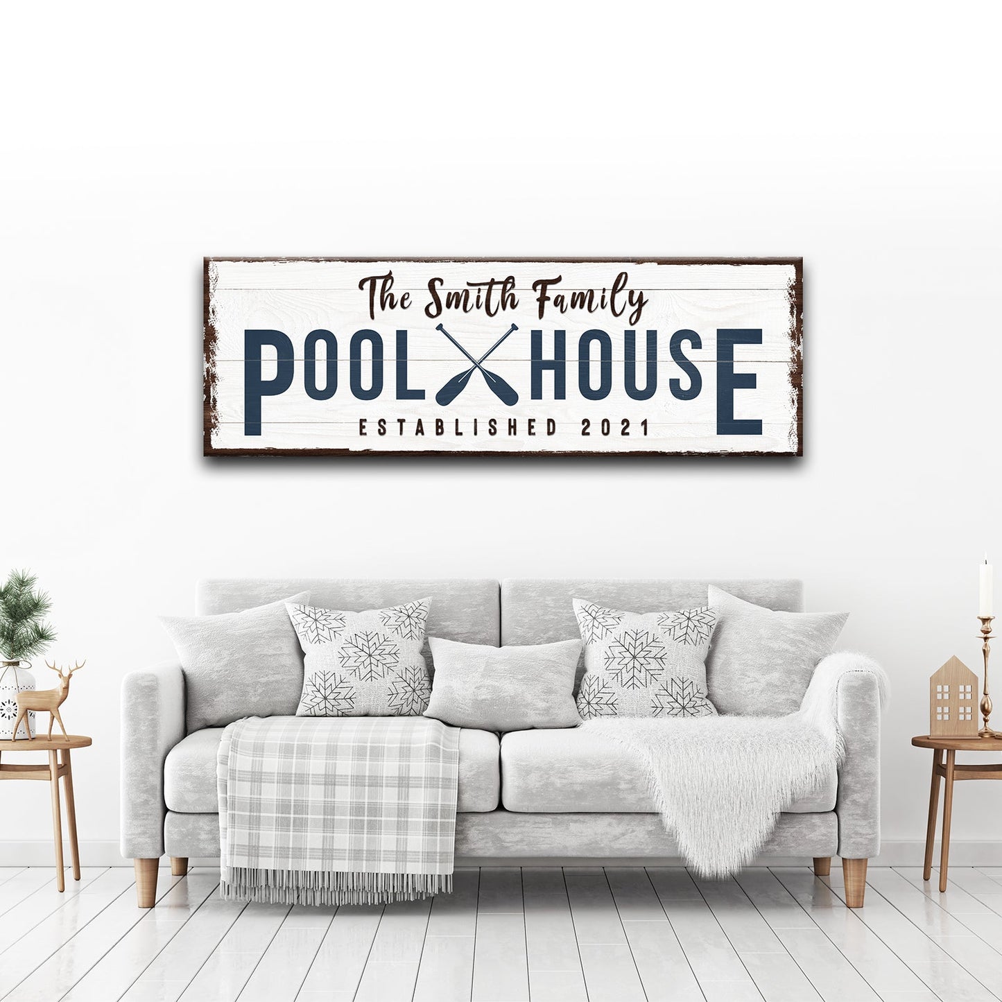 Family Pool House Personalized Canvas Sign