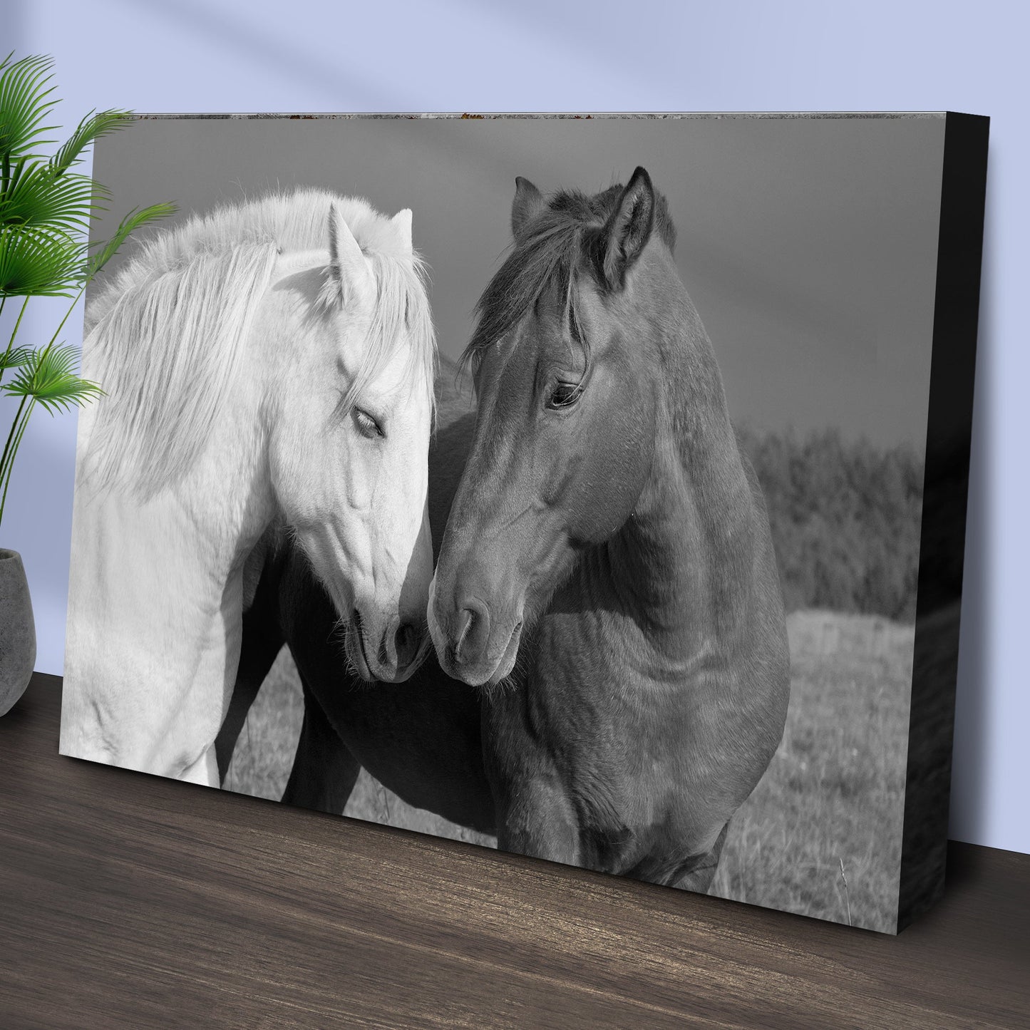 Horse Love Canvas Wall Art - Black and White Equestrian Print
