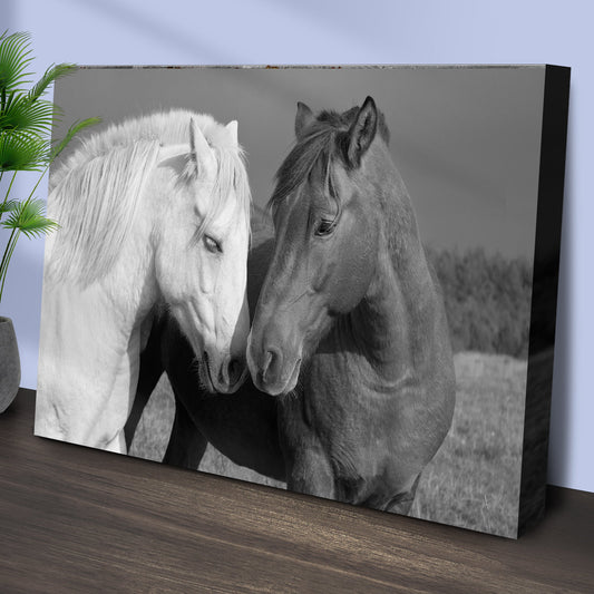 Horse Love Canvas Wall Art - Black and White Equestrian Print