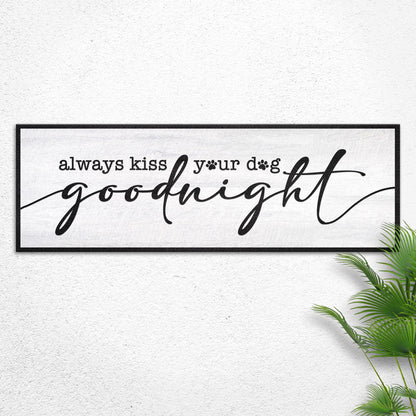 Always Kiss Your Dog Goodnight canvas shown in a styled room setting, view 2