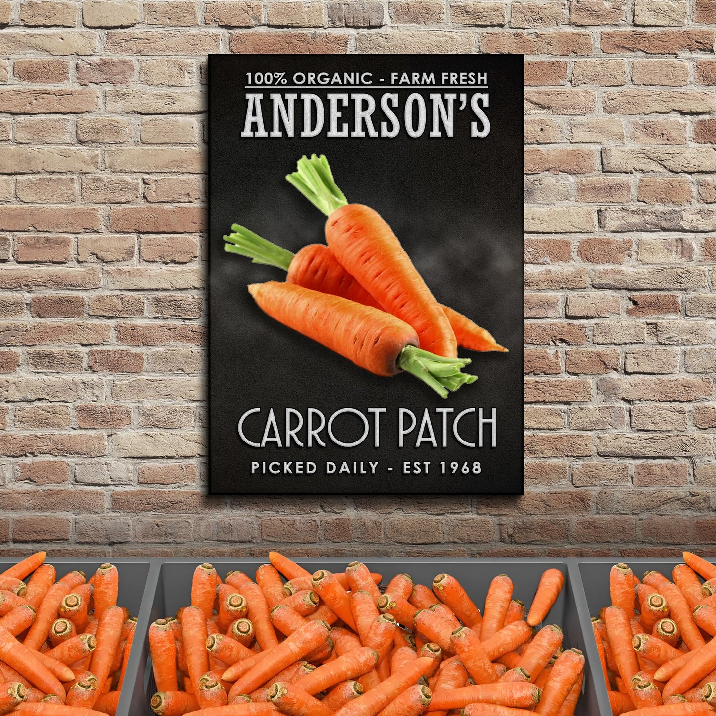 100% Organic Carrot Patch Farmhouse Canvas Sign