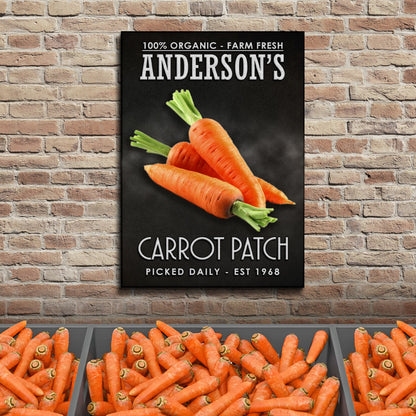 100% Organic Carrot Patch Farmhouse Canvas Sign