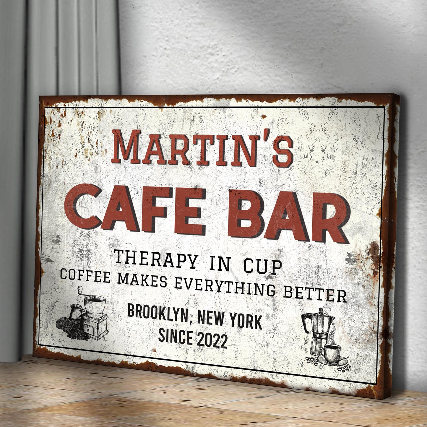 Personalized Cafe Bar Canvas Sign