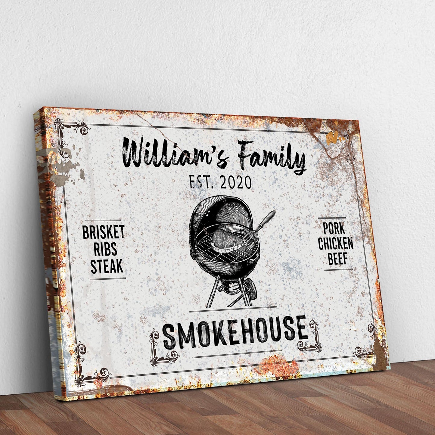 Family Smokehouse Personalized Canvas Sign II