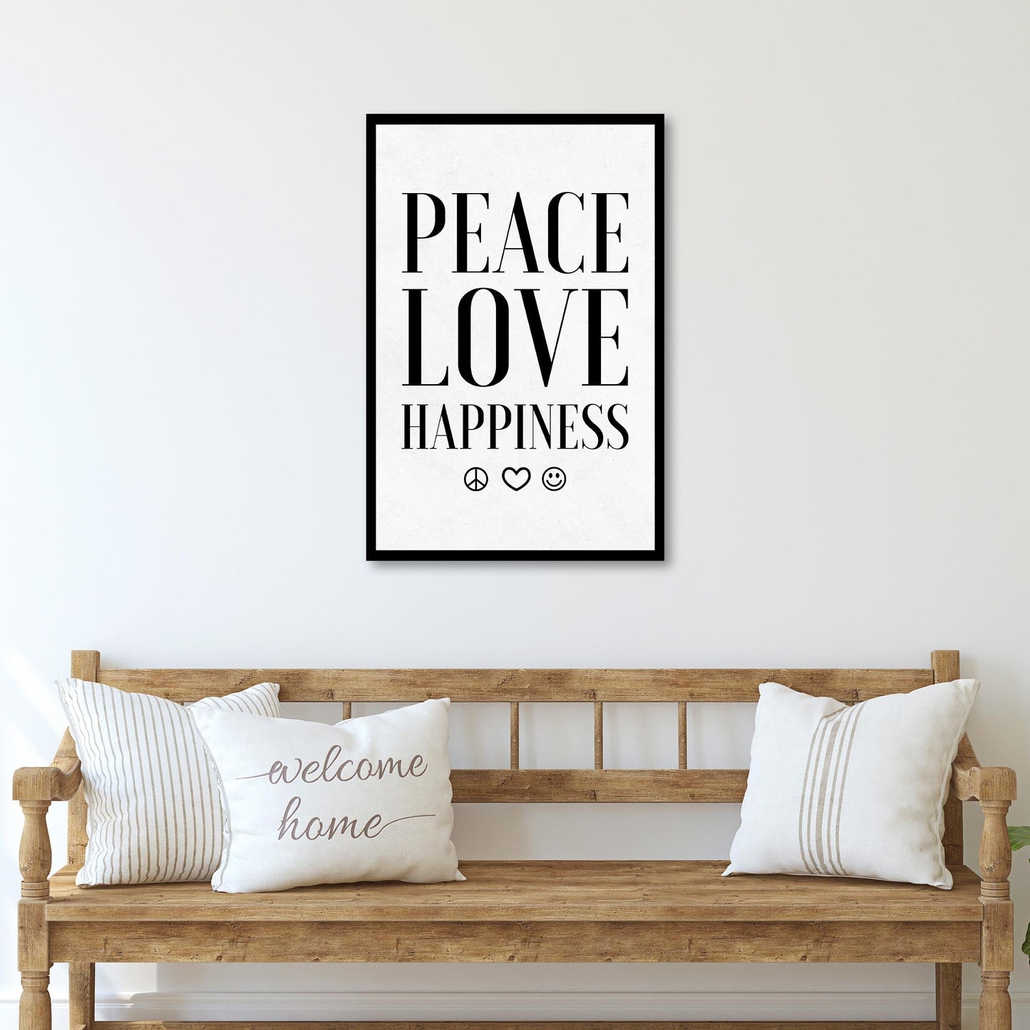Peace Love Happiness Sign Canvas Wall Art
