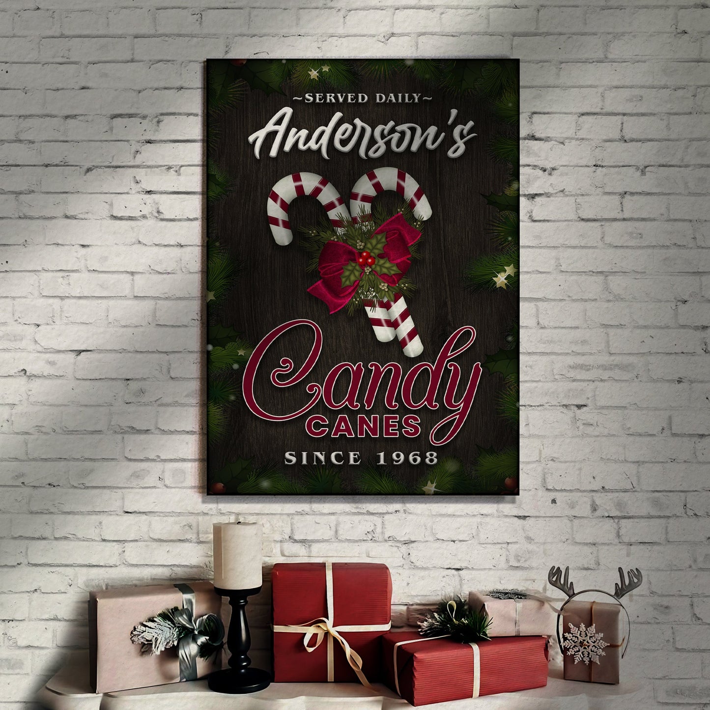 Served Daily Candy Canes Decorative Canvas Sign