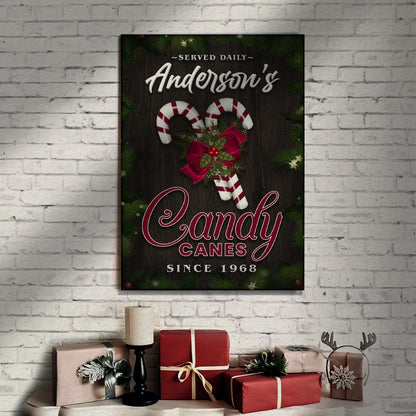 Served Daily Candy Canes Decorative Canvas Sign