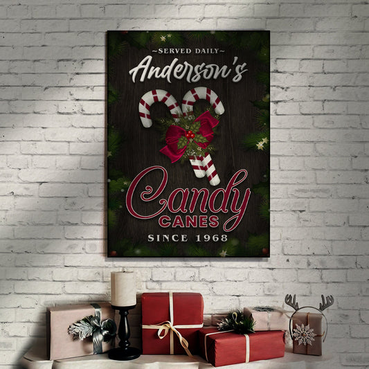 Served Daily Candy Canes Decorative Canvas Sign