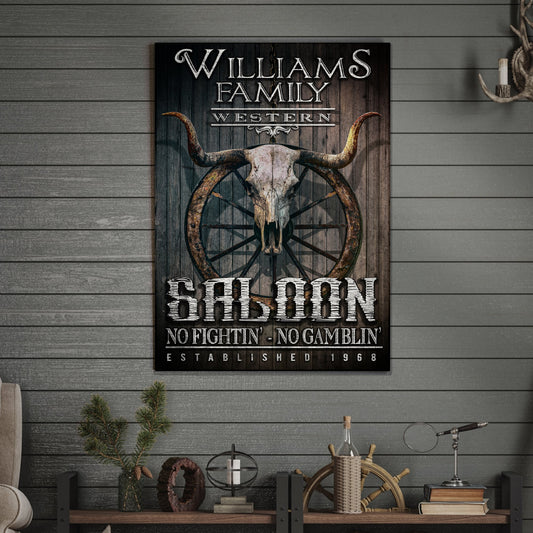 Western Cowboy Saloon Canvas Sign