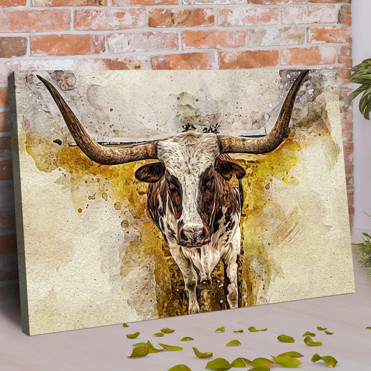 Texas Longhorn Watercolor Canvas Wall Art