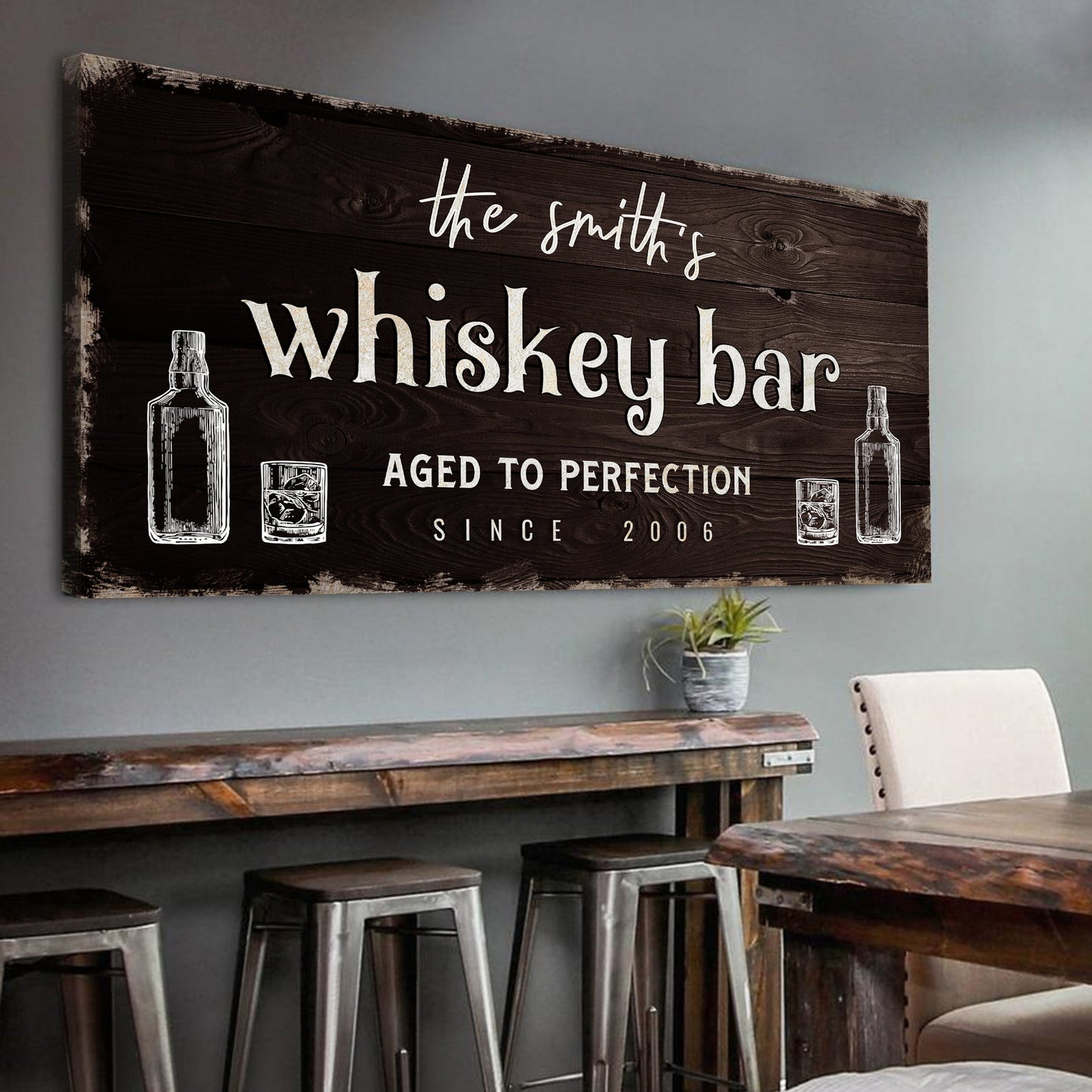 Personalized Whiskey Bar Canvas Sign