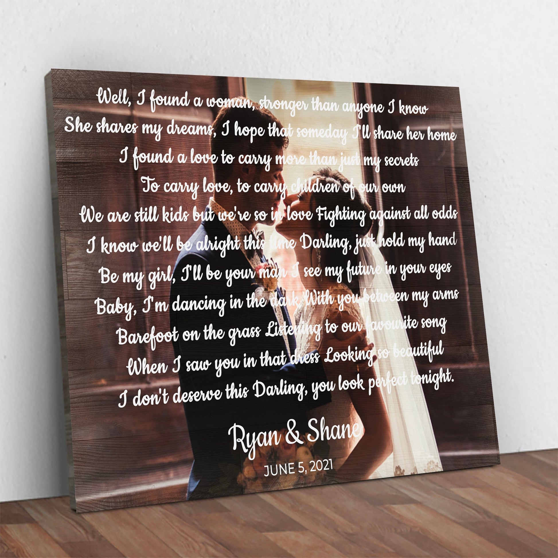 Personalized Wedding Song canvas sign with song title and couple names