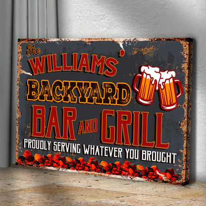 Backyard Bar And Grill Canvas Sign VII