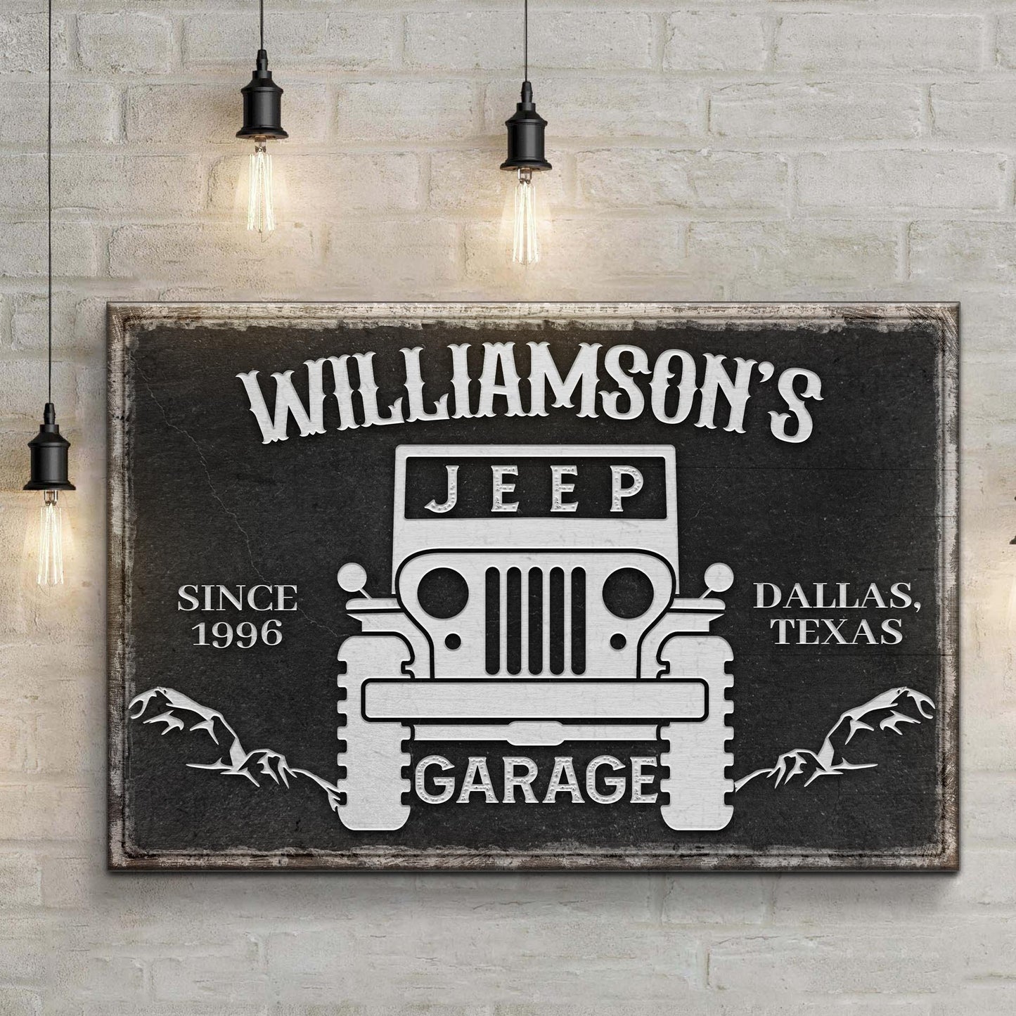 Family Garage Jeep Canvas Wall Art Sign