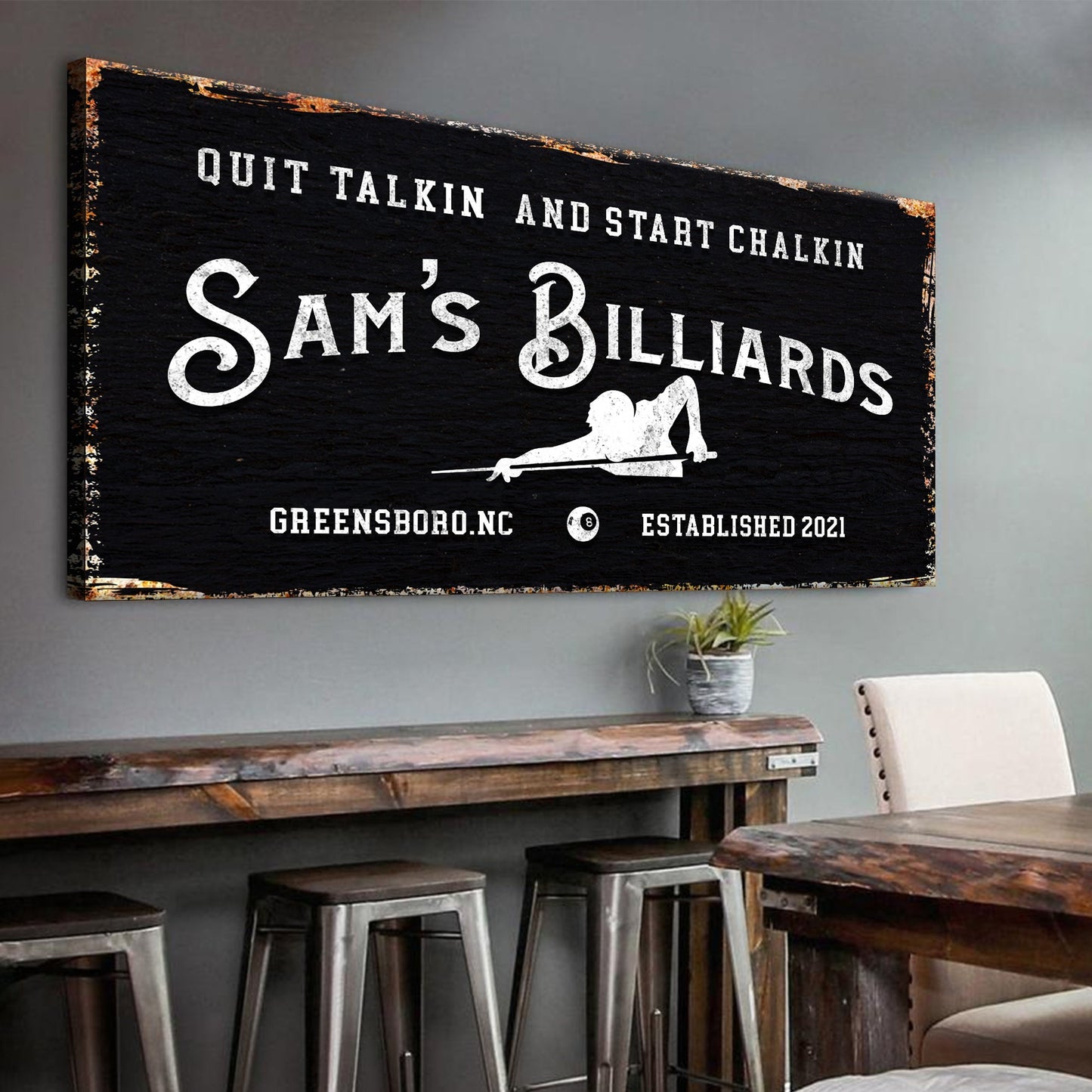 Billiards Room Personalized Canvas Sign