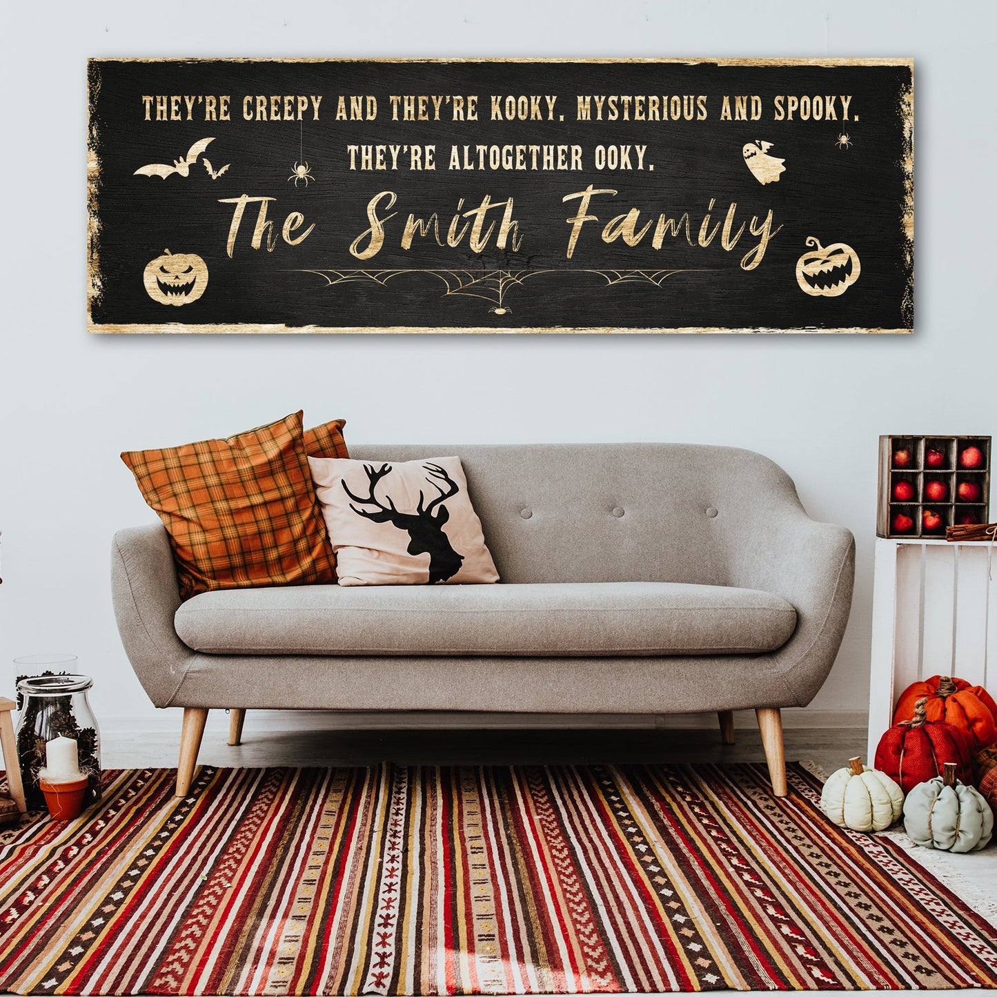 Creepy Family Halloween Canvas Sign