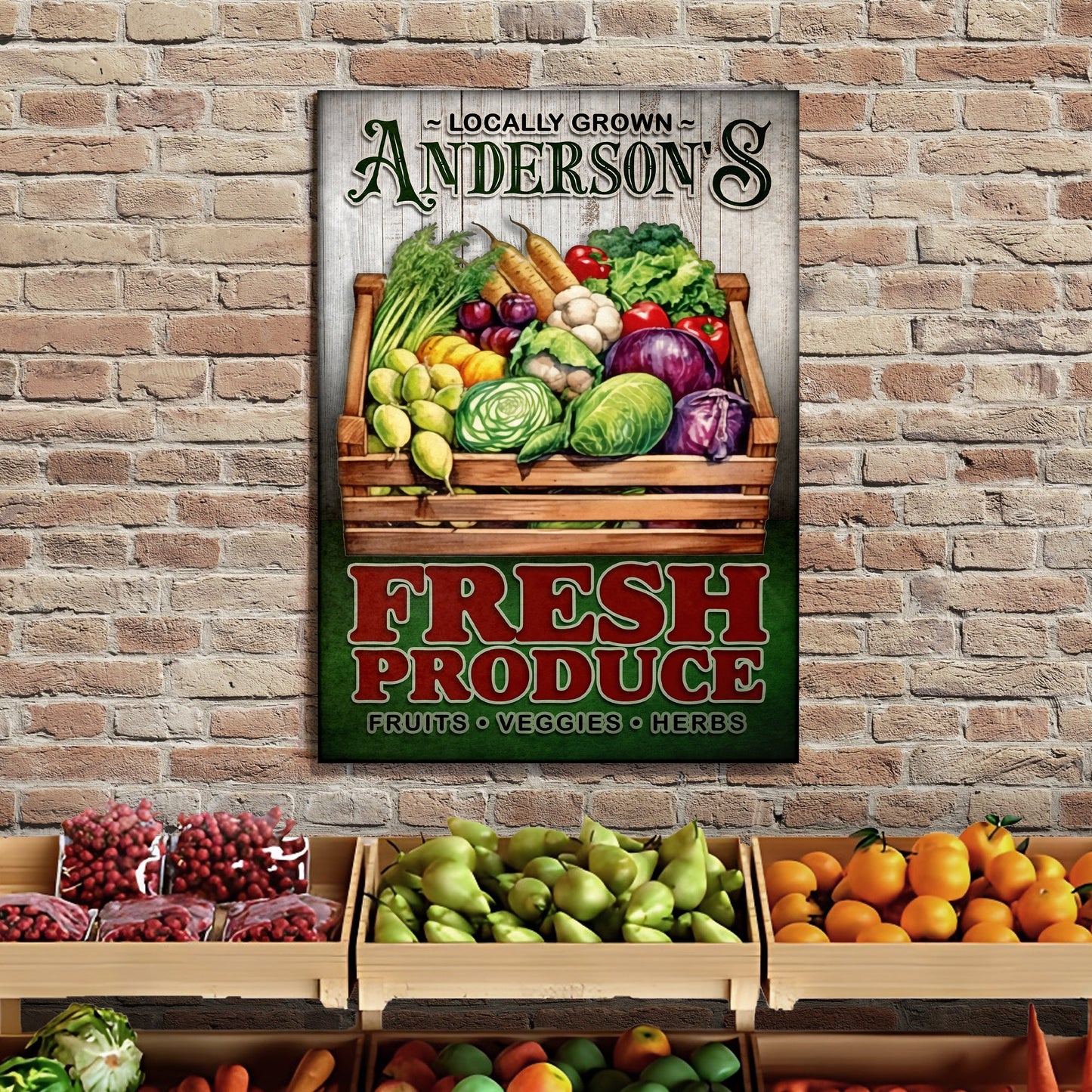 Locally Grown Fresh Produce Canvas Sign