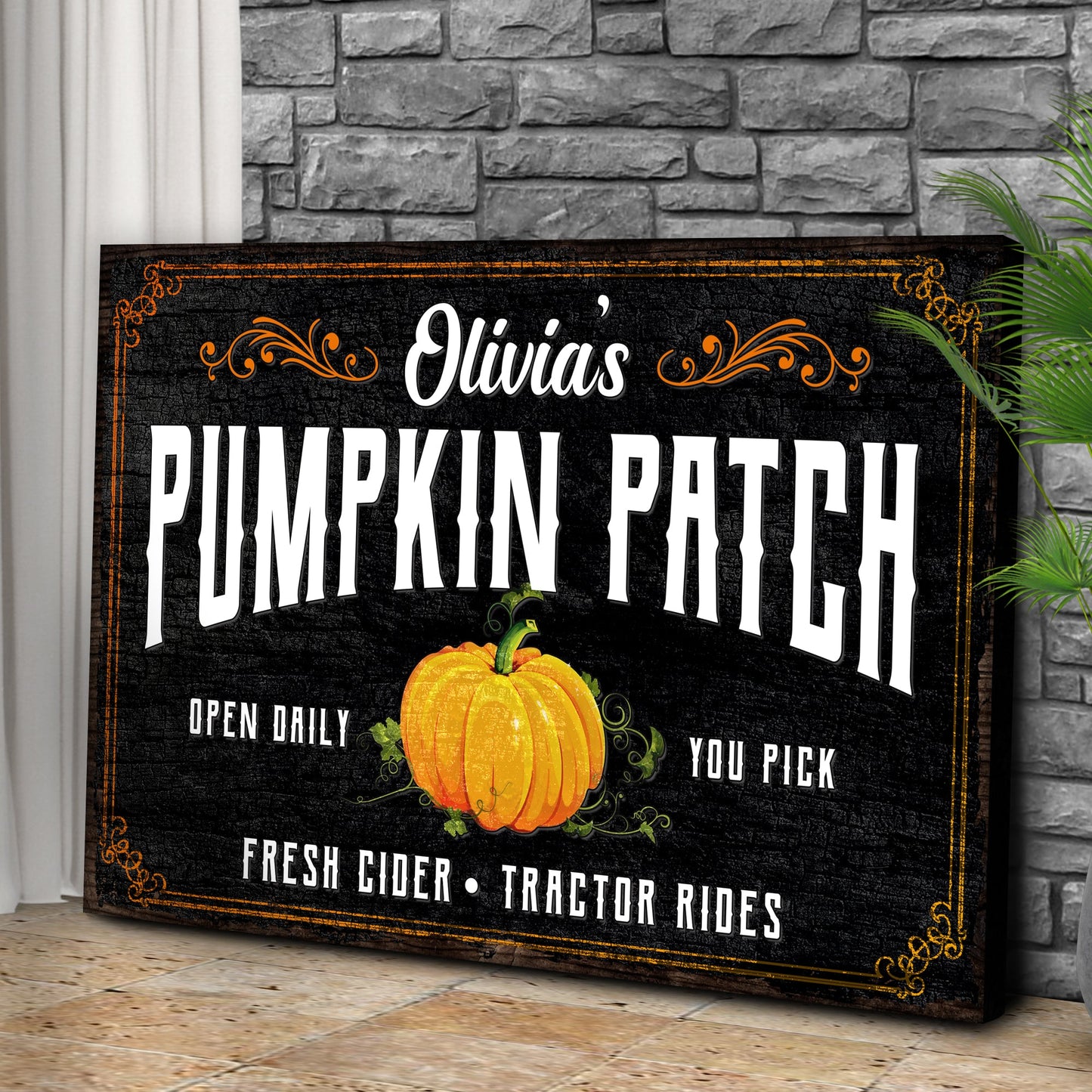 Pumpkin Patch Open Daily Fall Harvest Canvas Wall Art