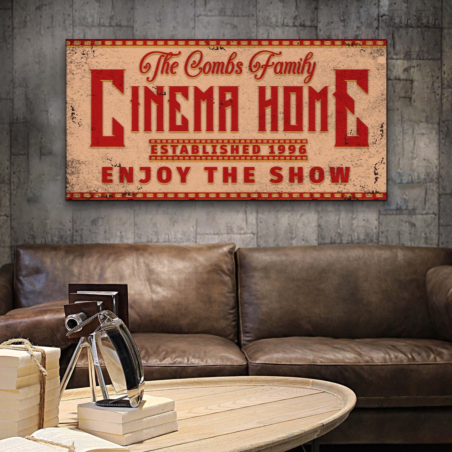 Enjoy the Show Family Cinema Home Canvas Sign