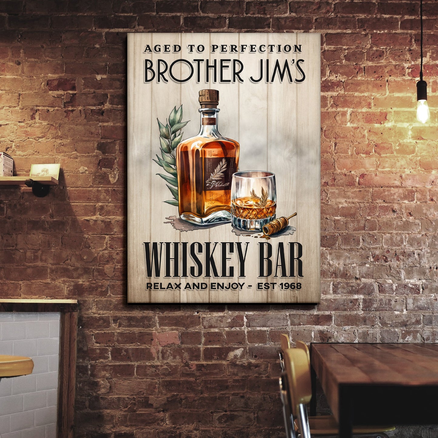 Aged To Perfection Whiskey Bar Canvas Sign