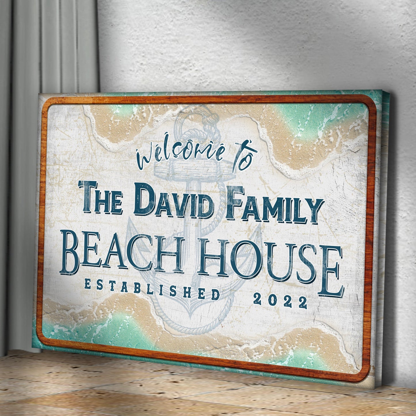 Welcome To Family Beach House Canvas Sign II