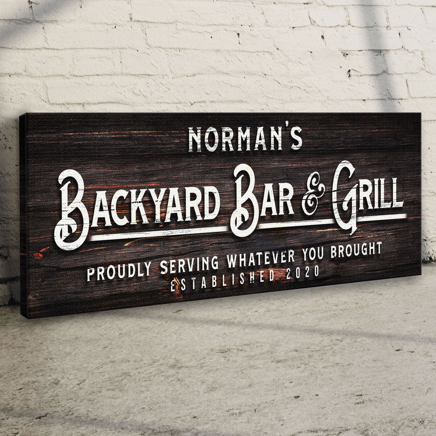 Backyard Bar And Grill Canvas Sign II