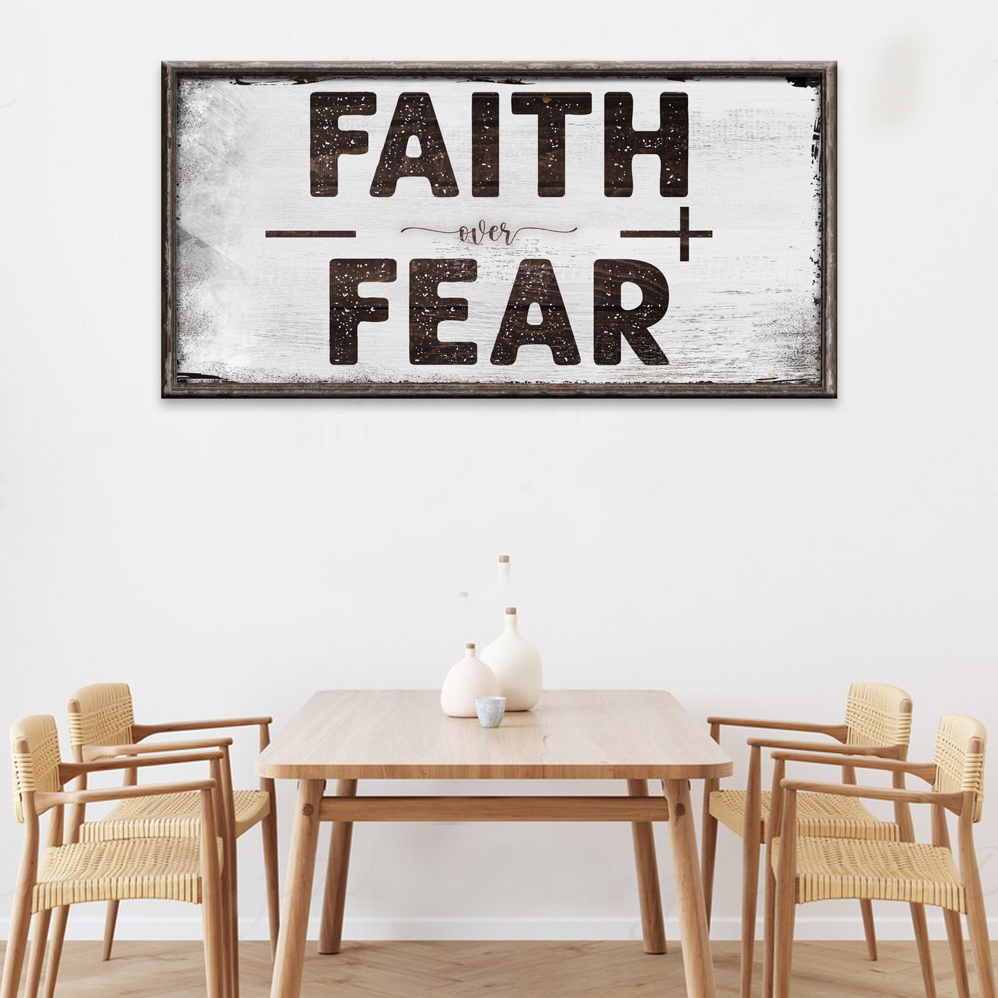 Faith Over Fear Motivational Canvas Sign