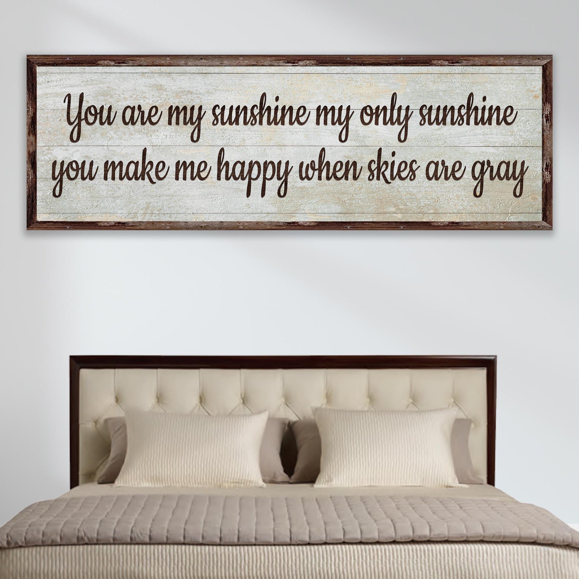 You Are My Sunshine canvas sign with cheerful uplifting lettering, bedroom nursery decor