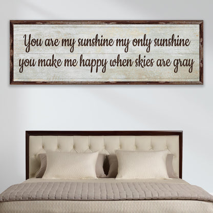 You Are My Sunshine canvas sign with cheerful uplifting lettering, bedroom nursery decor