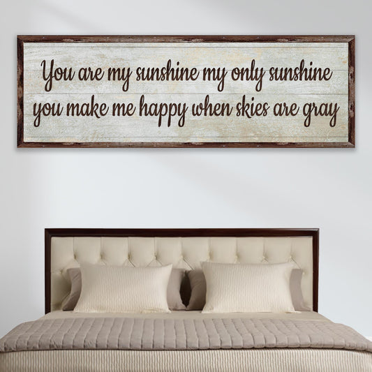 You Are My Sunshine canvas sign with cheerful uplifting lettering, bedroom nursery decor
