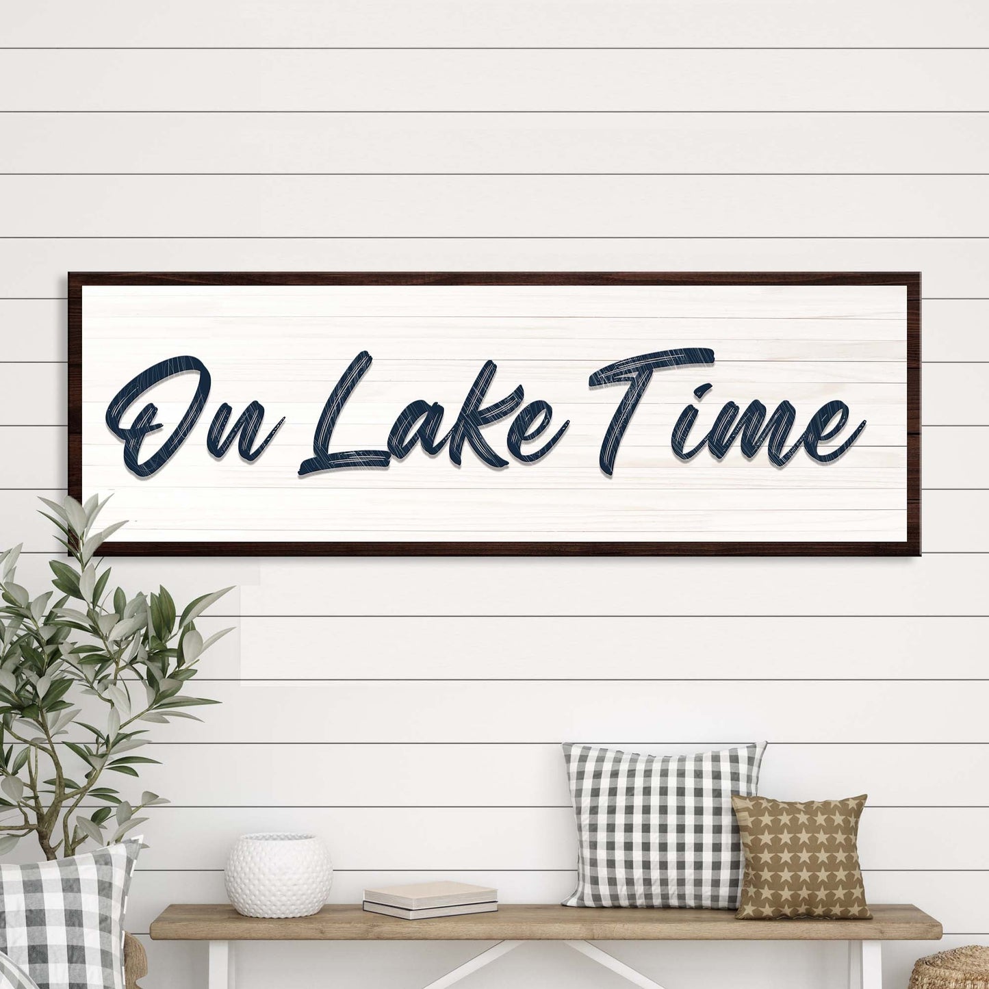 On Lake Time Personalized Canvas Sign