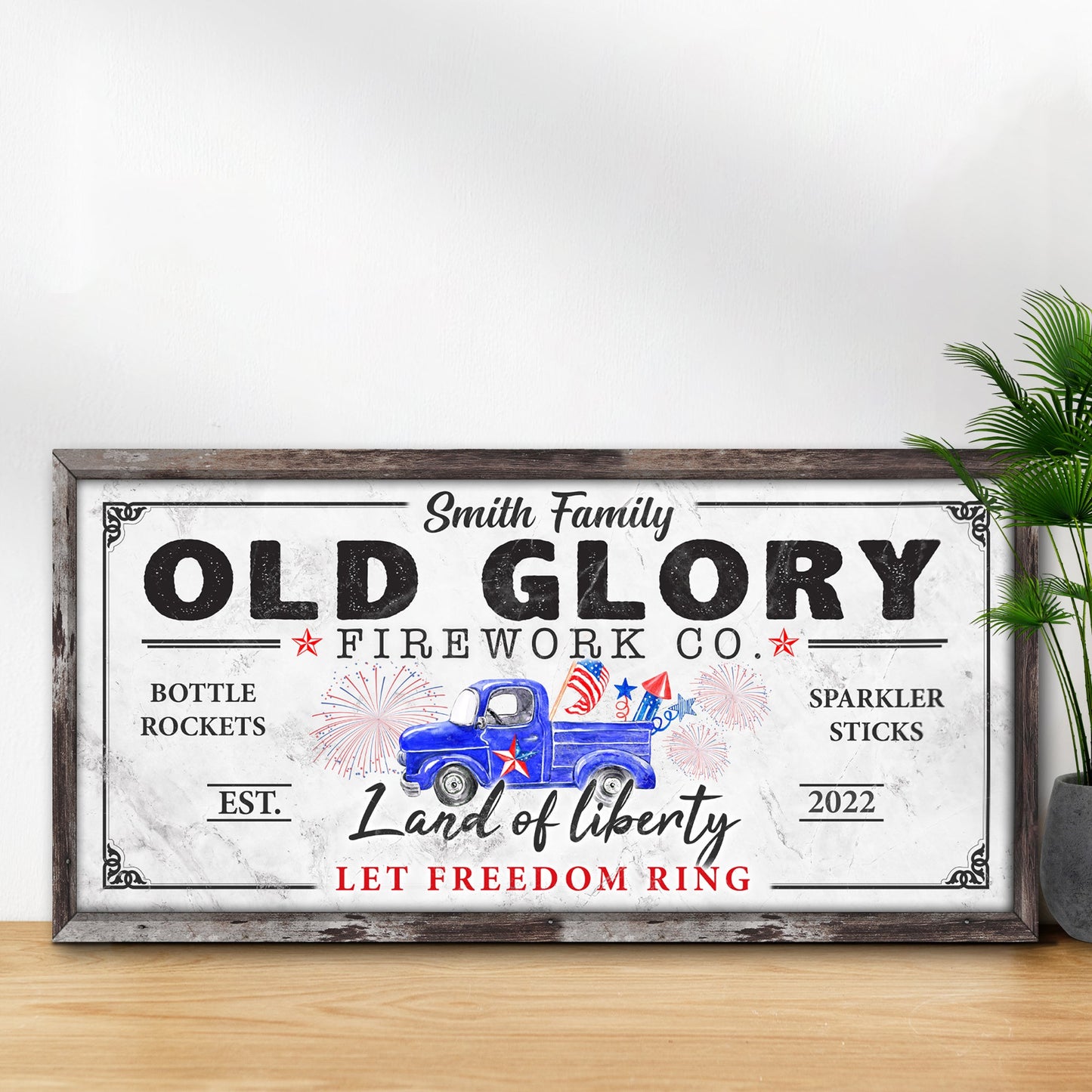 Old Glory Firework Co Let Freedom Ring Canvas Sign