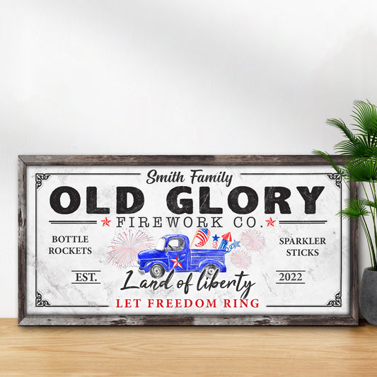 Old Glory Firework Co Let Freedom Ring Canvas Sign