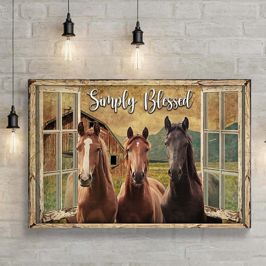 Simply Blessed Horse Farm Sign Canvas Wall Art