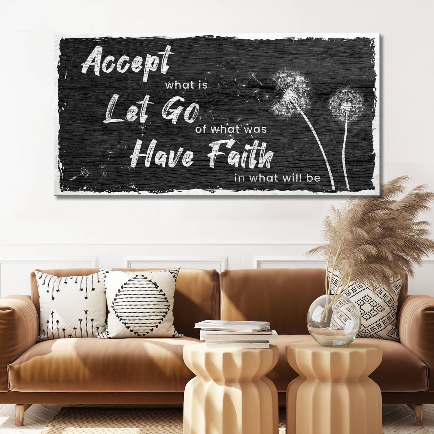 Accept Let Go Have Faith Canvas Sign