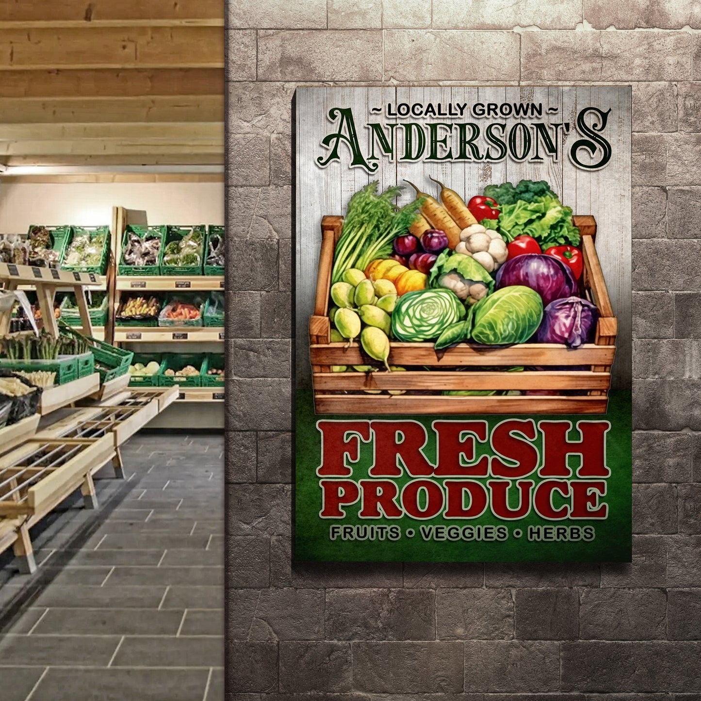 Locally Grown Fresh Produce Canvas Sign
