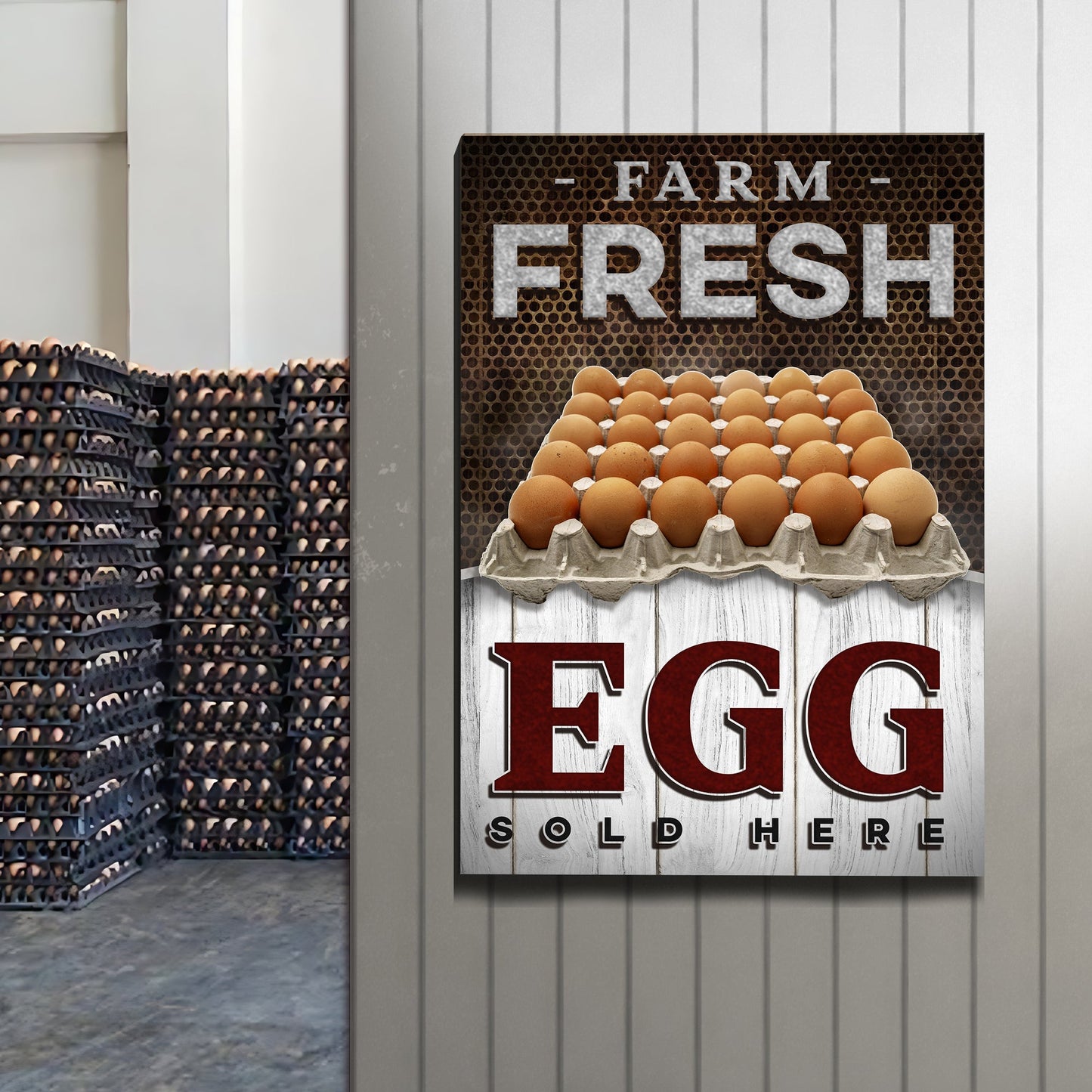 Farm Fresh Eggs Sign Canvas Wall Art
