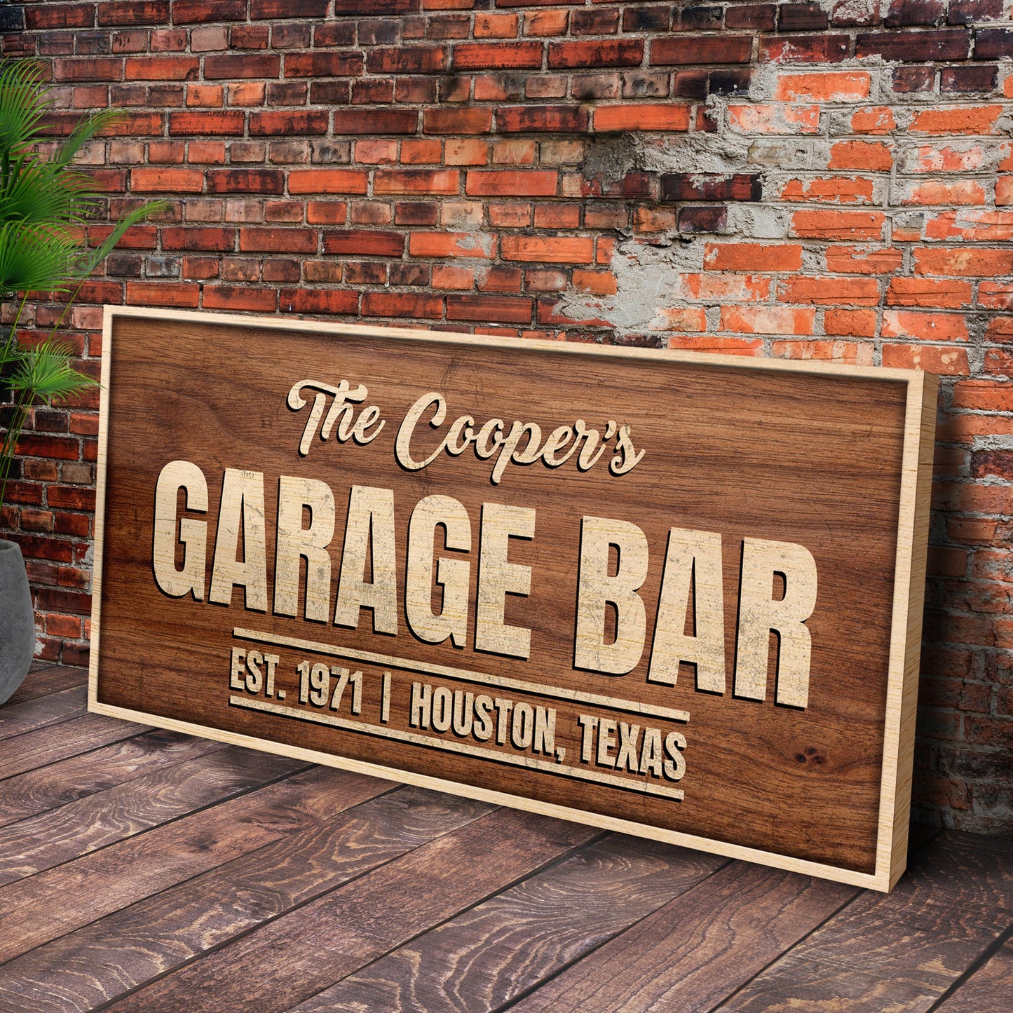 Rustic Garage Bar Canvas Wall Art Sign