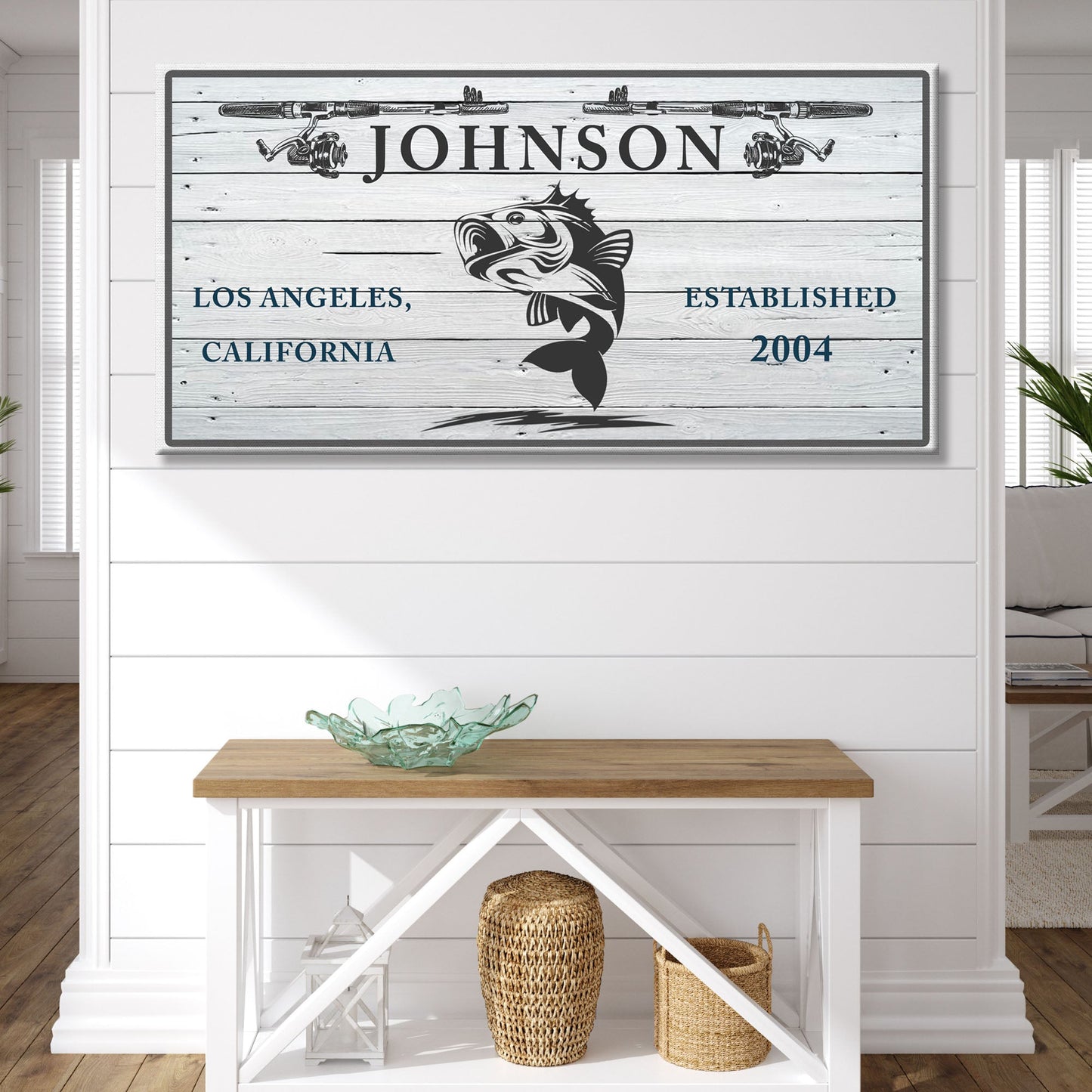 Gone Fishing Personalized Canvas Sign