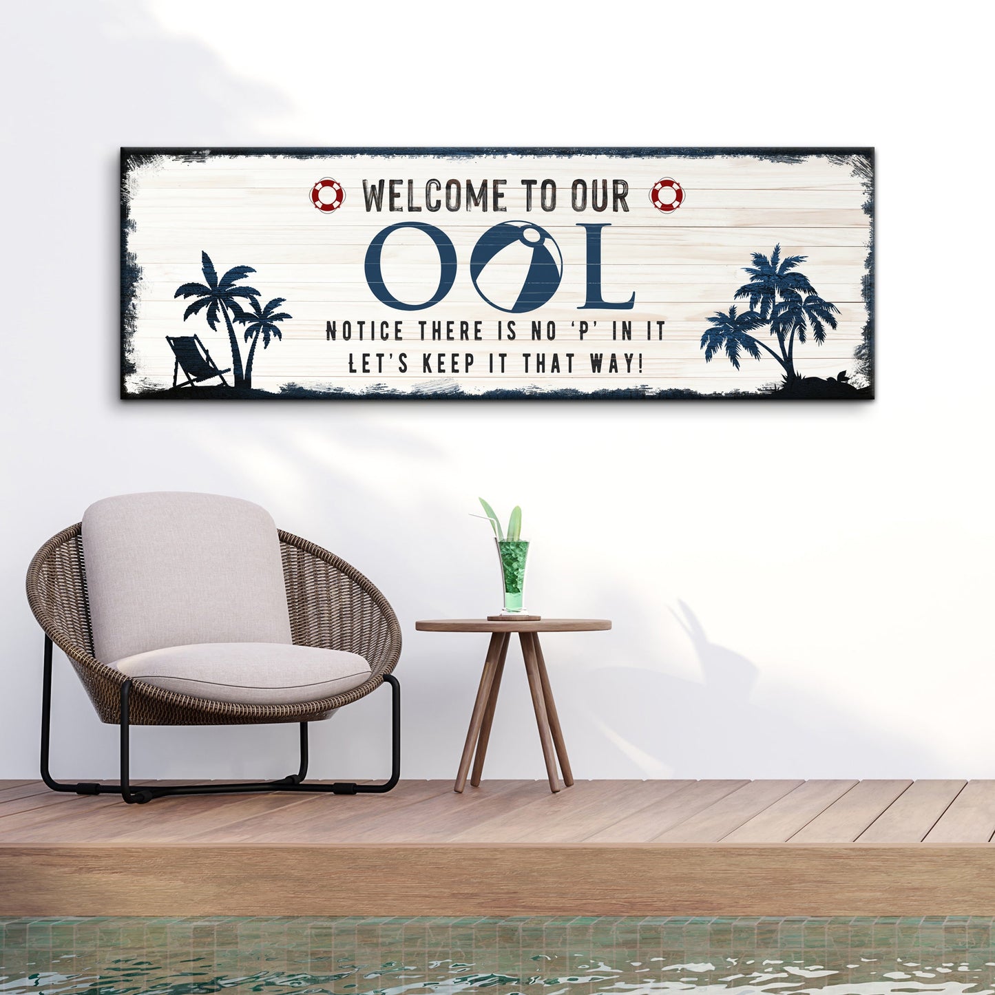 Welcome To Our Pool Canvas Sign II