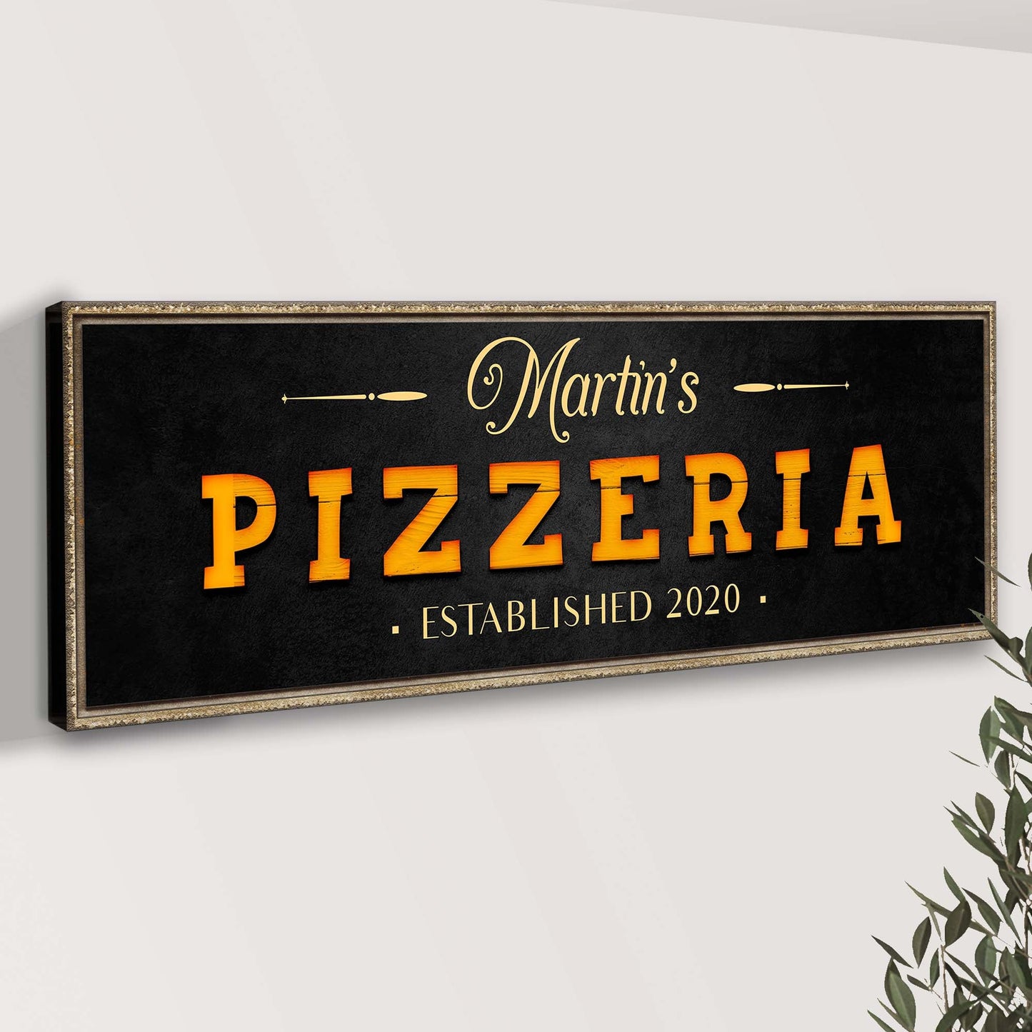 Wood Pizzeria Canvas Wall Art Sign