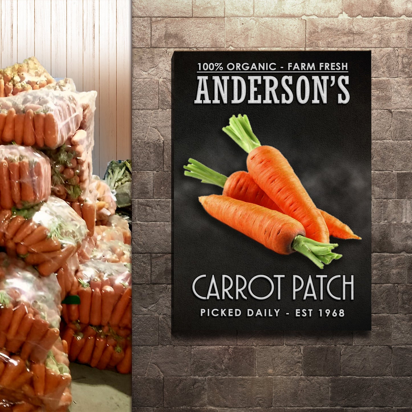 100% Organic Carrot Patch Farmhouse Canvas Sign