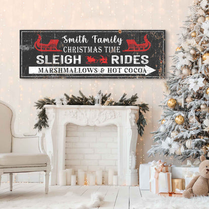 Christmas Sleigh Rides Canvas Sign