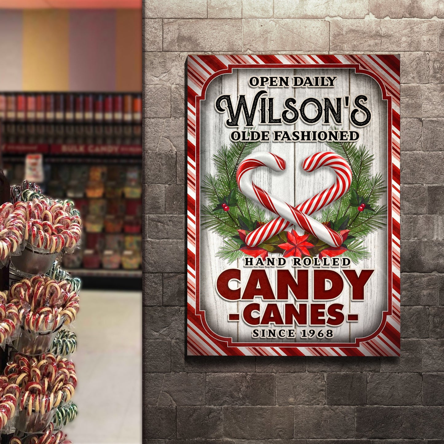 Olde Fashioned Candy Canes Vintage Christmas Canvas