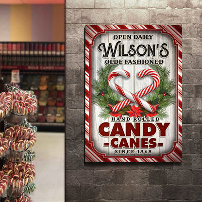 Olde Fashioned Candy Canes Vintage Christmas Canvas